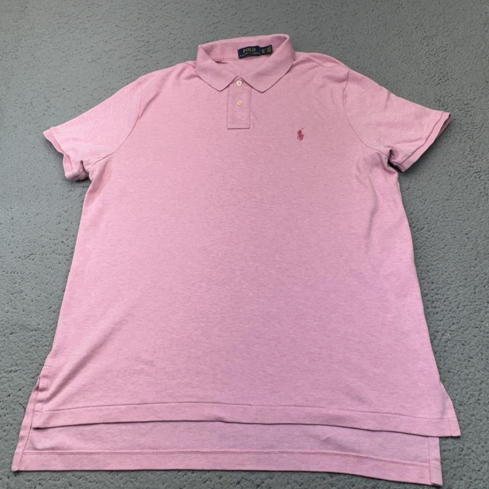 Polo Ralph Lauren Shirt Mens XL Pink Heather Drop Tail Pony Preppy Golf Casual